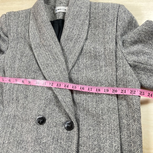 Hermon Kay Blazer Size 16 Herringbone Double Breasted Wool Blend Jacket - Picture 9 of 13